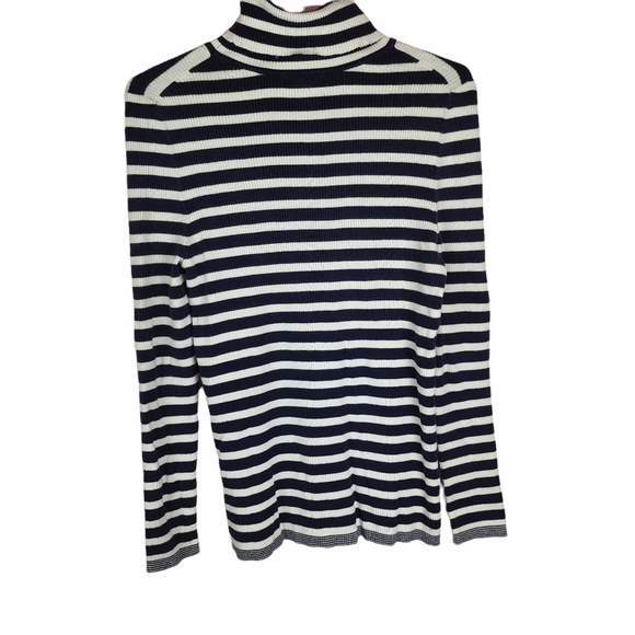 Gap long sleeve striped turtleneck knit blue and white size L - Picture 2 of 4